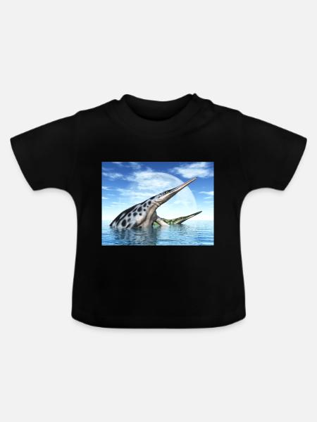 Meeresreptil Hupehsuchus - Baby Bio-T-Shirt mit Rundhals - Schwarz