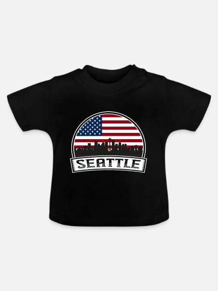 Seattle USA - Baby Bio-T-Shirt mit Rundhals - Schwarz