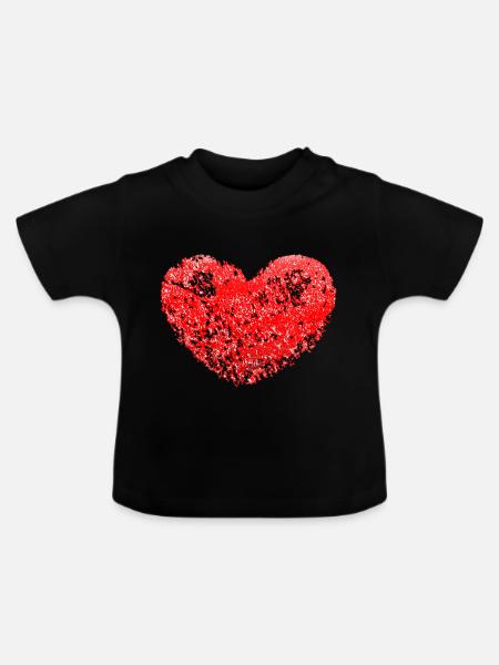 Herz - Baby Bio-T-Shirt mit Rundhals - Schwarz