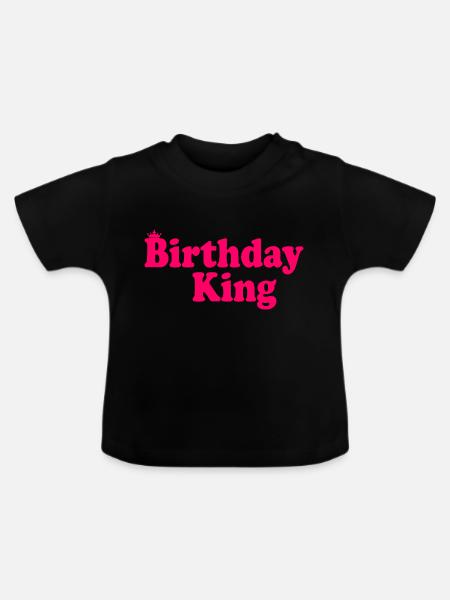 Birthday king - Baby Bio-T-Shirt mit Rundhals - Schwarz