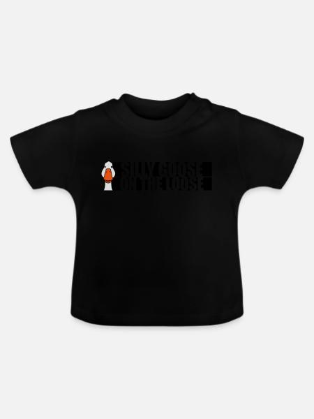 goose on the loose - Baby Bio-T-Shirt mit Rundhals - Schwarz