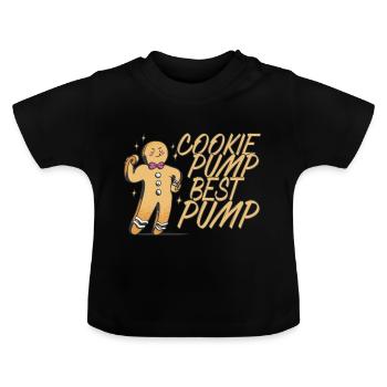 Christmas Chocolate Cookie Pump - Baby Organic T-Shirt with Round Neck - black - Front