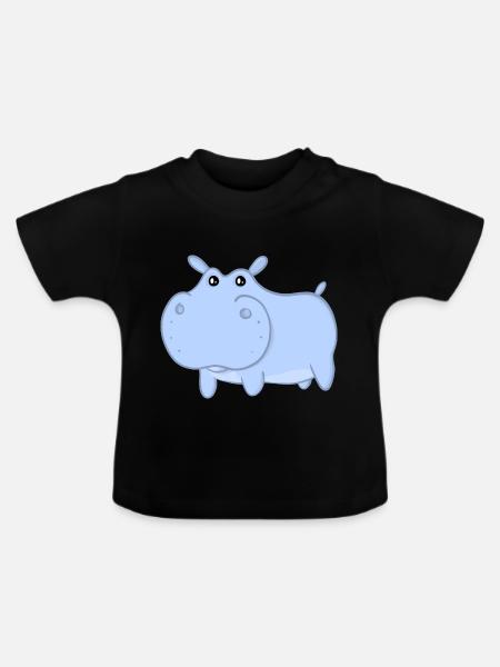 Henry das blaue Nilpferd - Baby Bio-T-Shirt mit Rundhals - Schwarz