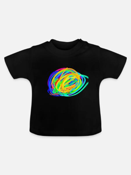 Bunte Explosion - Baby Bio-T-Shirt mit Rundhals - Schwarz