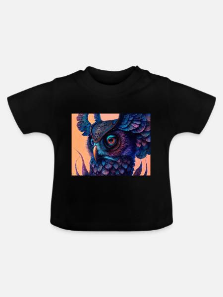Eule - Baby Bio-T-Shirt mit Rundhals - Schwarz