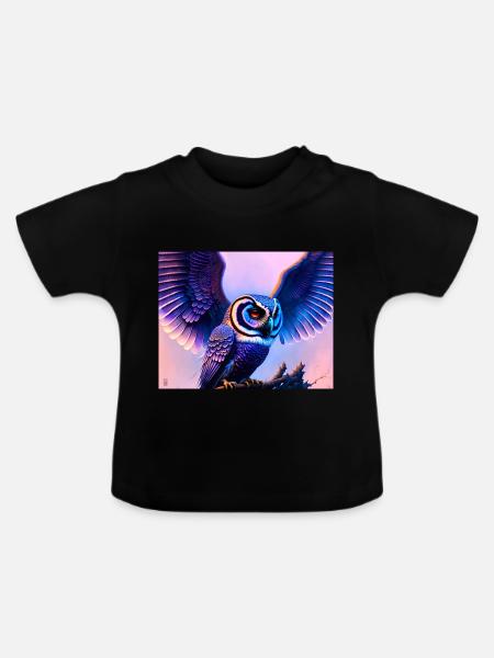 Eule - Baby Bio-T-Shirt mit Rundhals - Schwarz