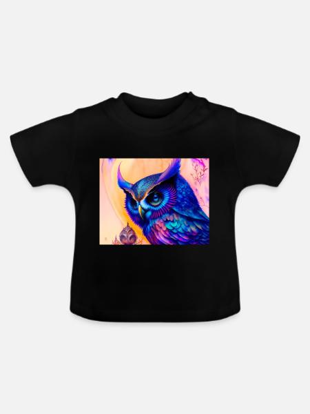 Eule - Baby Bio-T-Shirt mit Rundhals - Schwarz