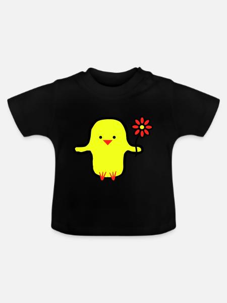 cute bird - Baby Bio-T-Shirt mit Rundhals - Schwarz