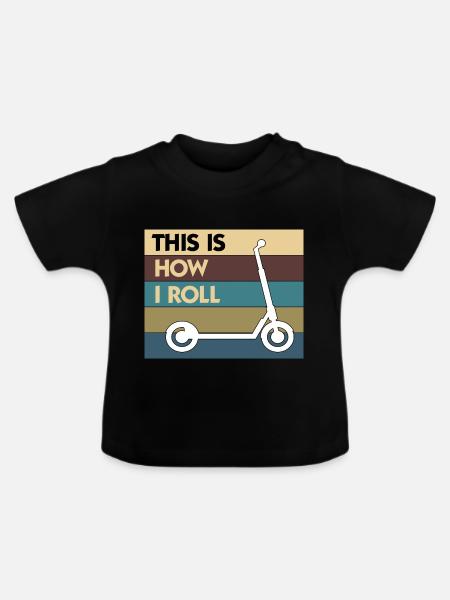E-Scooter Roller Scooter - Baby Bio-T-Shirt mit Rundhals - Schwarz