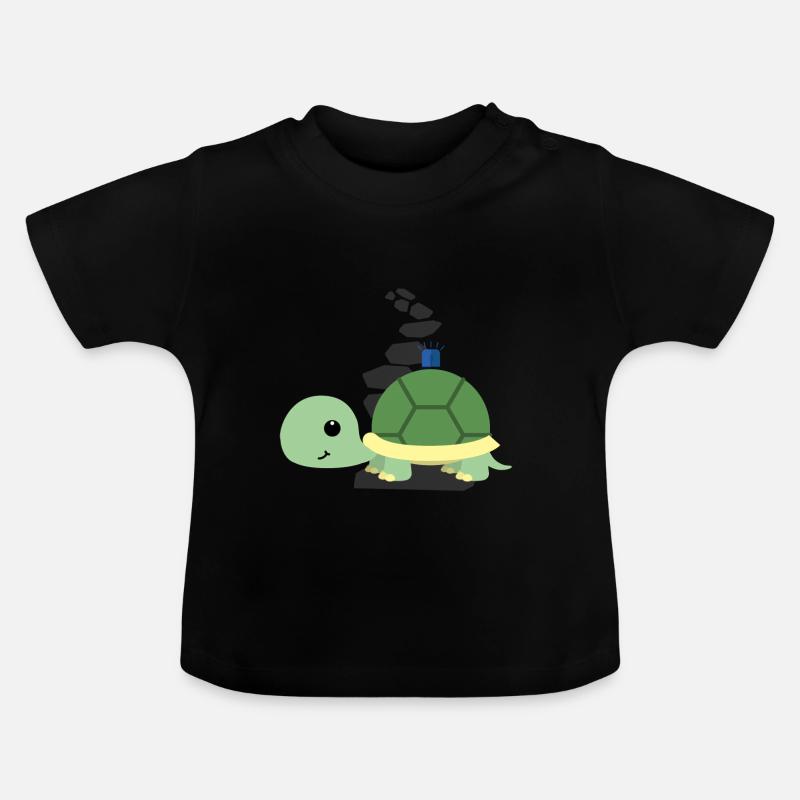 Blaulicht-Schildi | Geschenk, Geschenkide - Baby Bio-T-Shirt mit Rundhals - Schwarz