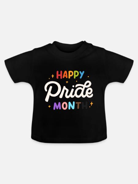 Happy Pride Month - Baby Bio-T-Shirt mit Rundhals - Schwarz