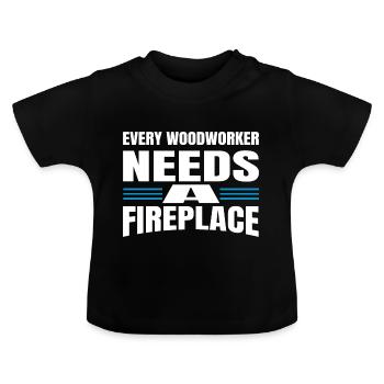 charpentier blague geek abattage travail charpentier scie - T-shirt bio col rond Bébé - noir - Devant