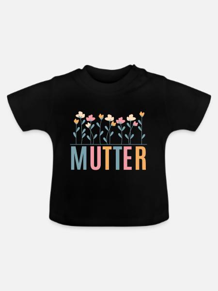 Mutter Blume - Baby Bio-T-Shirt mit Rundhals - Schwarz