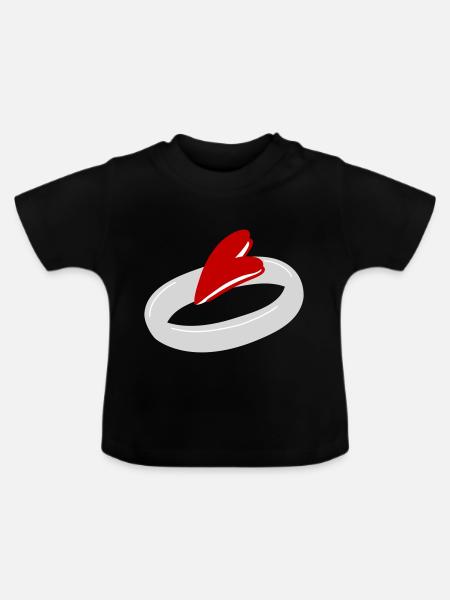 Trauringe zur Verlobung 3 - Baby Bio-T-Shirt mit Rundhals - Schwarz