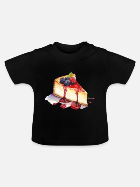 käsekuchen - Baby Bio-T-Shirt mit Rundhals - Schwarz