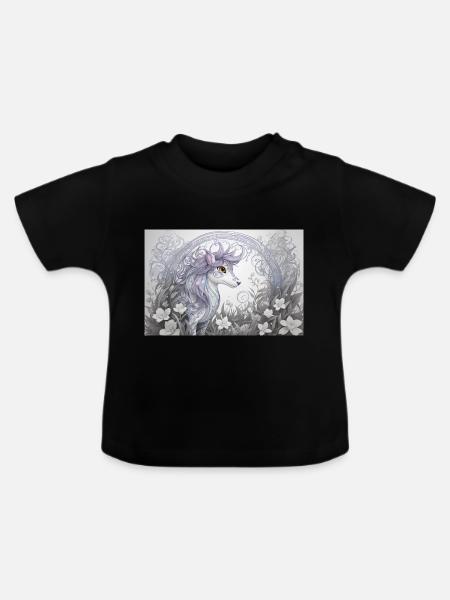 Mystisches Tier 16 - Baby Bio-T-Shirt mit Rundhals - Schwarz