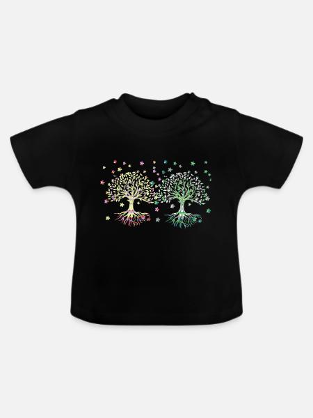 Lebensbaum, Baum des Lebens, Bäume - Baby Bio-T-Shirt mit Rundhals - Schwarz