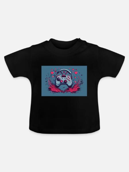 einen Gaming-Controller - Baby Bio-T-Shirt mit Rundhals - Schwarz