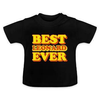 Lustiges Geschenk mit Vornamen Leonard - Baby Bio-T-Shirt mit Rundhals - Schwarz - Vorne