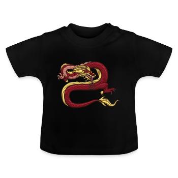 Dragon chinois rouge - T-shirt bio col rond Bébé - noir - Devant
