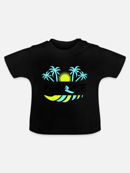 surf paradise - Baby Bio-T-Shirt mit Rundhals - Schwarz
