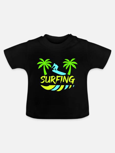 surfing - Baby Bio-T-Shirt mit Rundhals - Schwarz