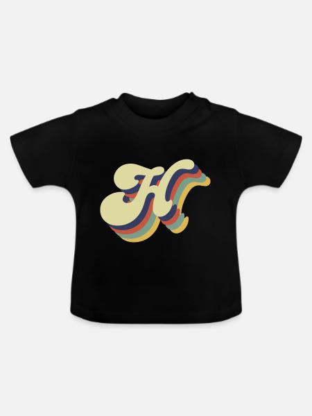 Retro-Buchstabe H - Baby Bio-T-Shirt mit Rundhals - Schwarz