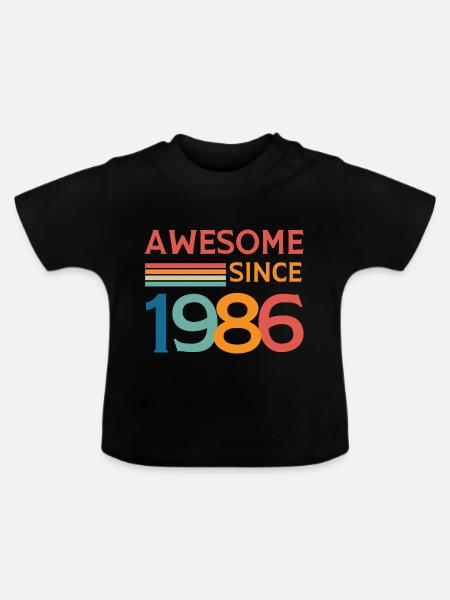 Großartig seit 1986 - Baby Bio-T-Shirt mit Rundhals - Schwarz