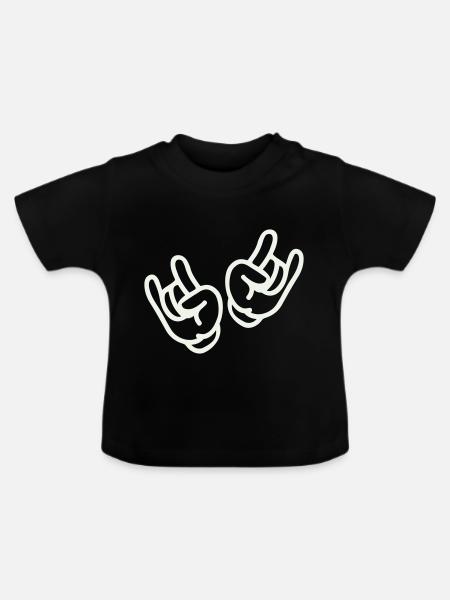 rock hand 2 - Baby Bio-T-Shirt mit Rundhals - Schwarz