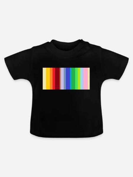 Strichcode: divers - Baby Bio-T-Shirt mit Rundhals - Schwarz