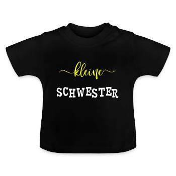 Kleine Schwester - Geschwister - Familie - Baby Bio-T-Shirt mit Rundhals - Schwarz - Vorne