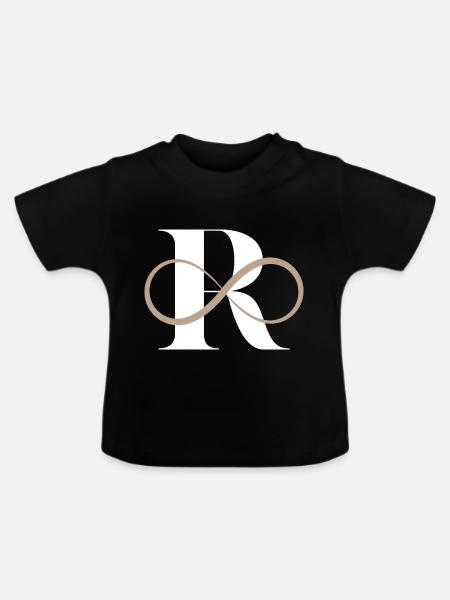 Unendlicher Buchstabe r - Baby Bio-T-Shirt mit Rundhals - Schwarz