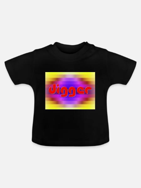 Digger - Baby Bio-T-Shirt mit Rundhals - Schwarz