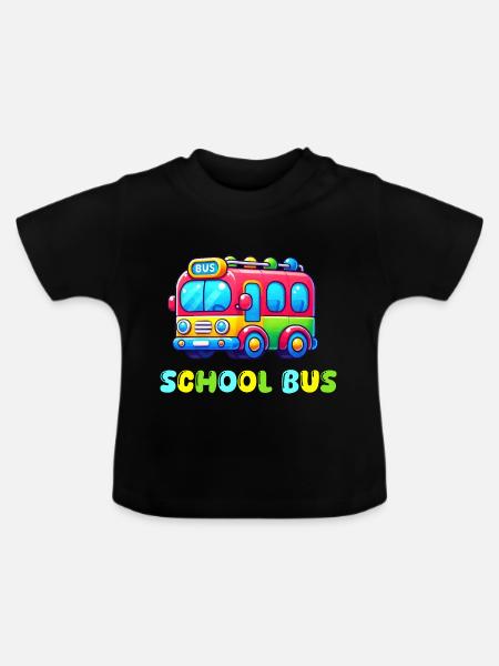bus schule - Baby Bio-T-Shirt mit Rundhals - Schwarz