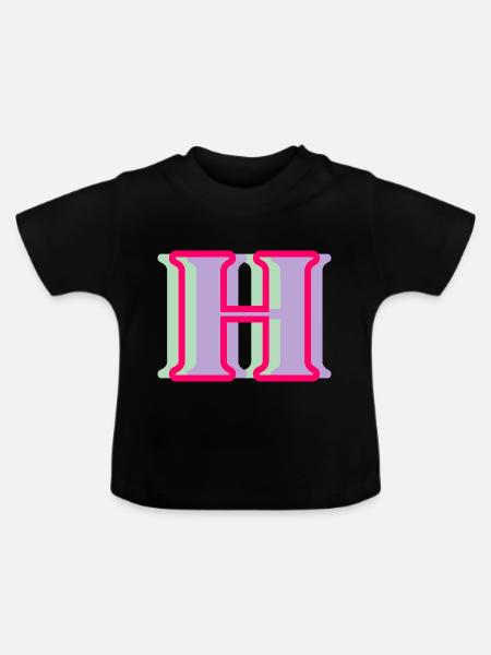 Mehrfarbiger Buchstabe h - Baby Bio-T-Shirt mit Rundhals - Schwarz