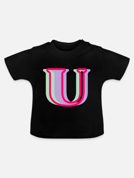 Mehrfarbiger Buchstabe u - Baby Bio-T-Shirt mit Rundhals - Schwarz