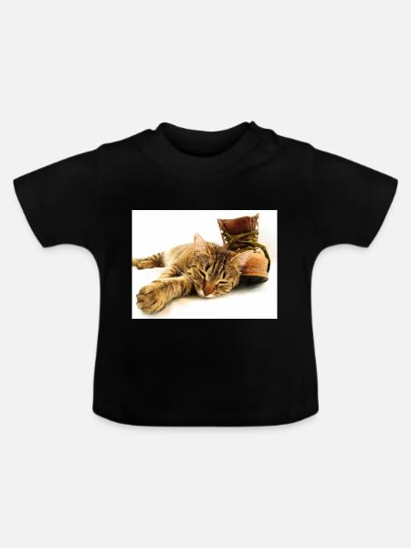 Katze - Baby Bio-T-Shirt mit Rundhals - Schwarz