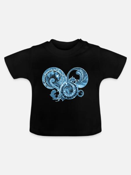 Blaues Ornament - Baby Bio-T-Shirt mit Rundhals - Schwarz