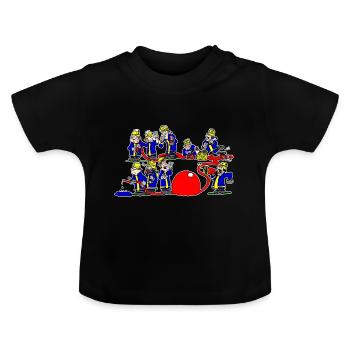 Gruppe im Löschangriff - Baby Bio-T-Shirt mit Rundhals - Schwarz - Vorne