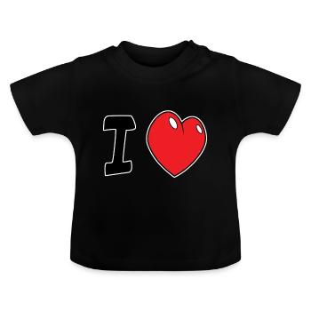 i love - T-shirt bio col rond Bébé - noir - Devant