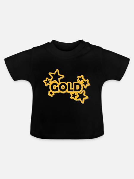 Sticker Gold - Baby Bio-T-Shirt mit Rundhals - Schwarz