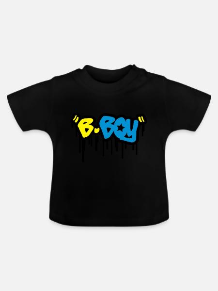 b_boy_t3 - Baby Bio-T-Shirt mit Rundhals - Schwarz