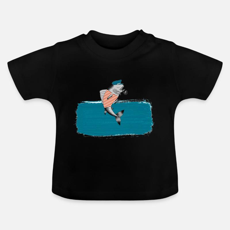 Der Pilotfisch - Maritim Serie von AP-Design - Baby Bio-T-Shirt mit Rundhals - Schwarz