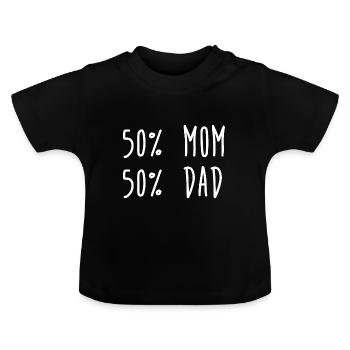 50% maman - 50 pour cent papa - T-shirt bio col rond Bébé - noir - Devant