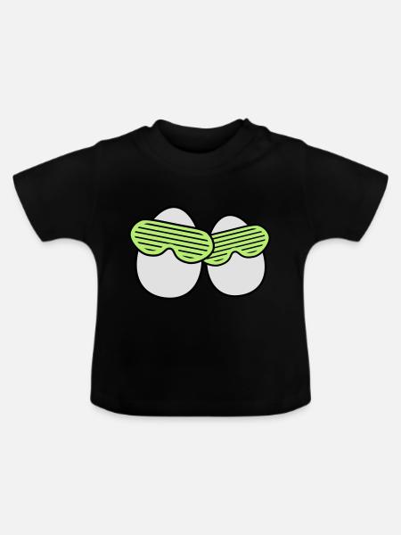 Funky Eggs - Baby Bio-T-Shirt mit Rundhals - Schwarz