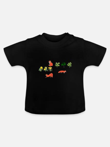 Füchse - Baby Bio-T-Shirt mit Rundhals - Schwarz
