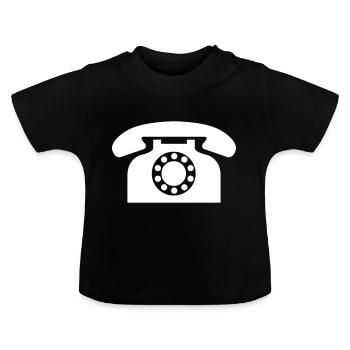 téléphone rétro - T-shirt bio col rond Bébé - noir - Devant