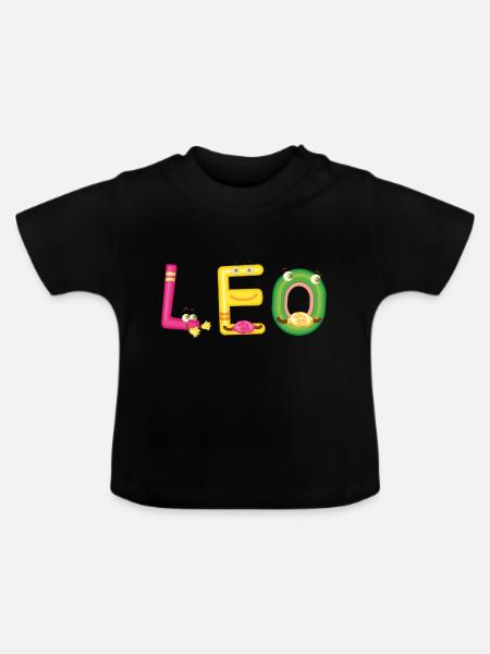 Leo - Baby Organic T-Shirt with Round Neck - black