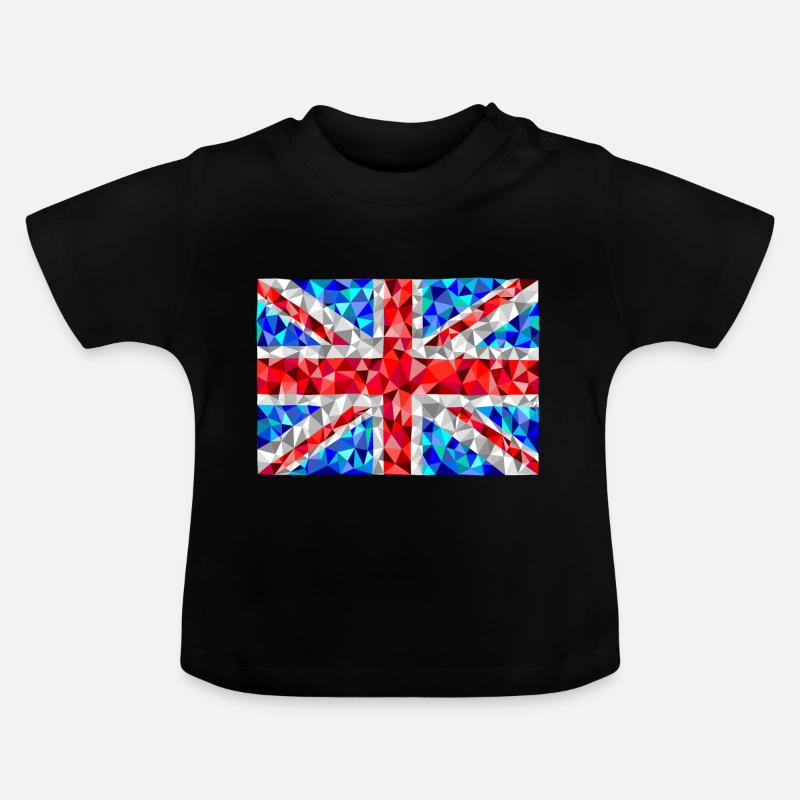 Union Jack im low poly Diamant Stil - Baby Bio-T-Shirt mit Rundhals - Schwarz