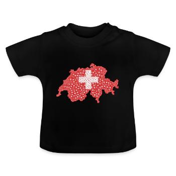 drapeau suisse |suvé drapeau |suvé | drapeau - T-shirt bio col rond Bébé - noir - Devant